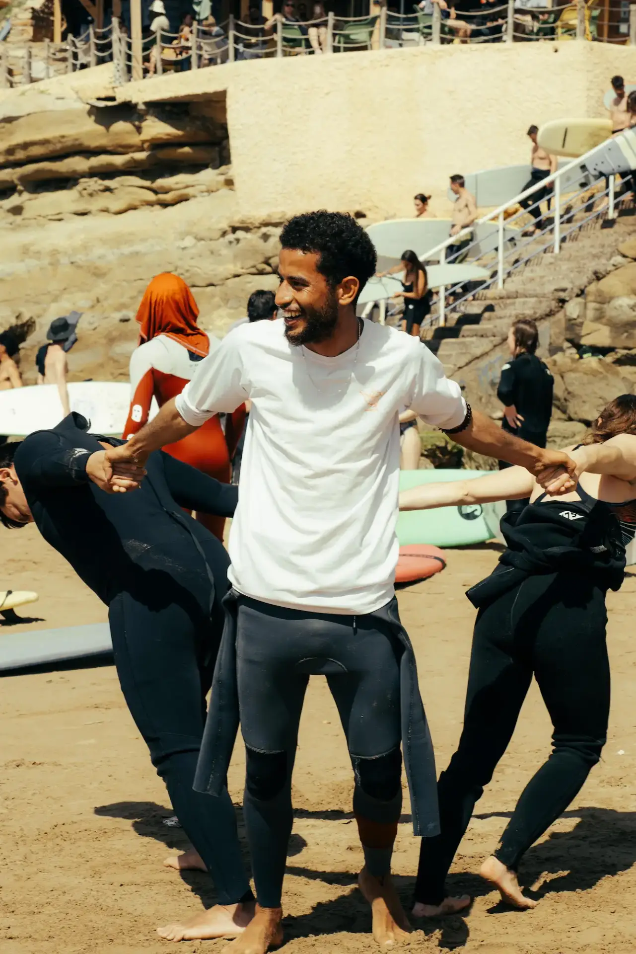 Beginner surfing lesson at Imsouane surf camp Morocco